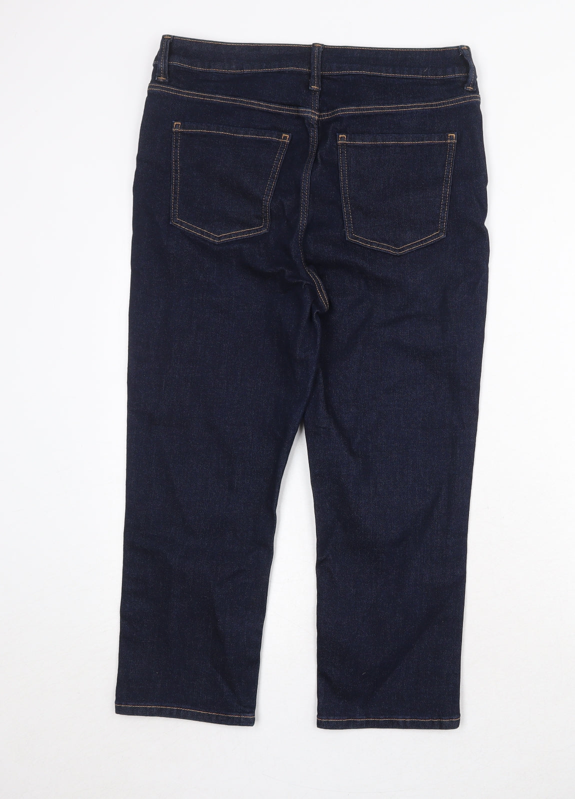 Marks and Spencer Womens Blue Cotton Straight Jeans Size 14 Regular Zip