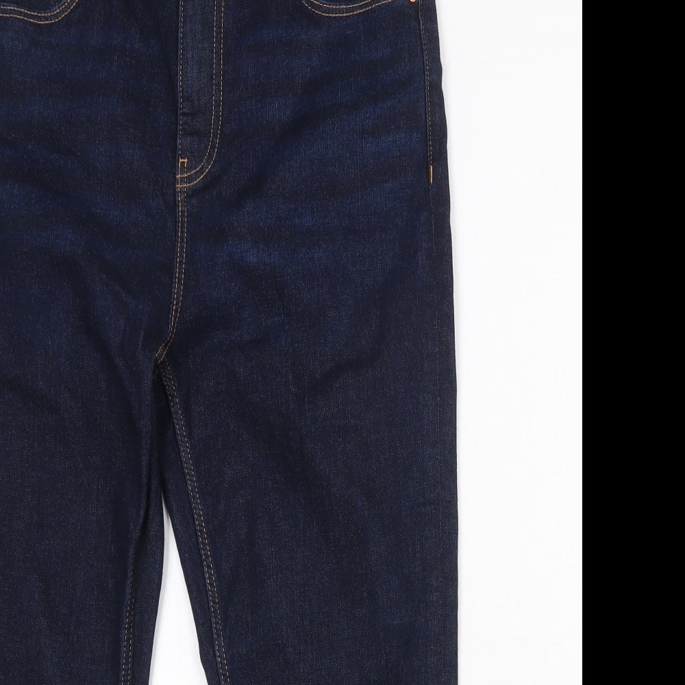 Marks and Spencer Womens Blue Cotton Straight Jeans Size 14 Regular Zip