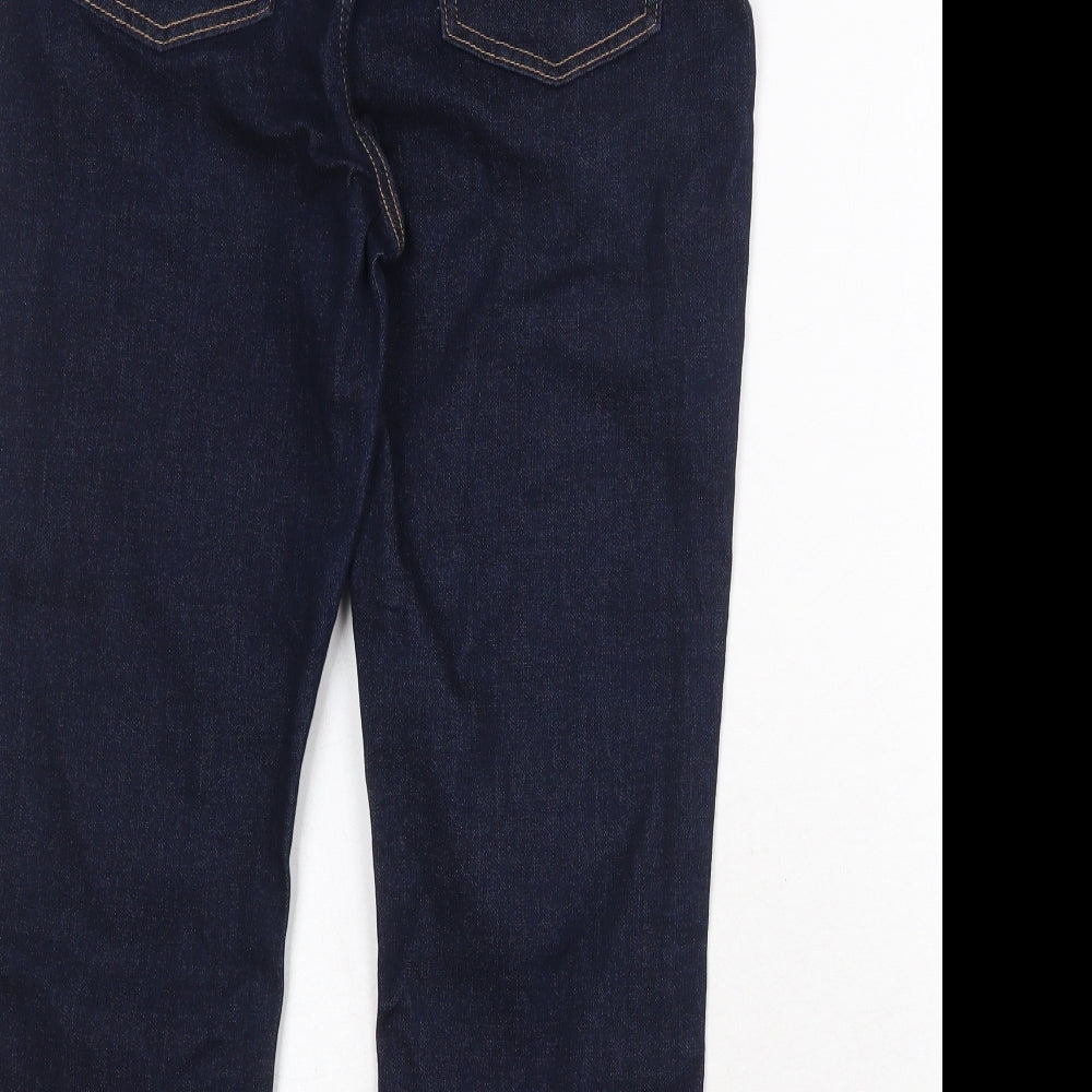 Marks and Spencer Womens Blue Cotton Straight Jeans Size 14 Regular Zip