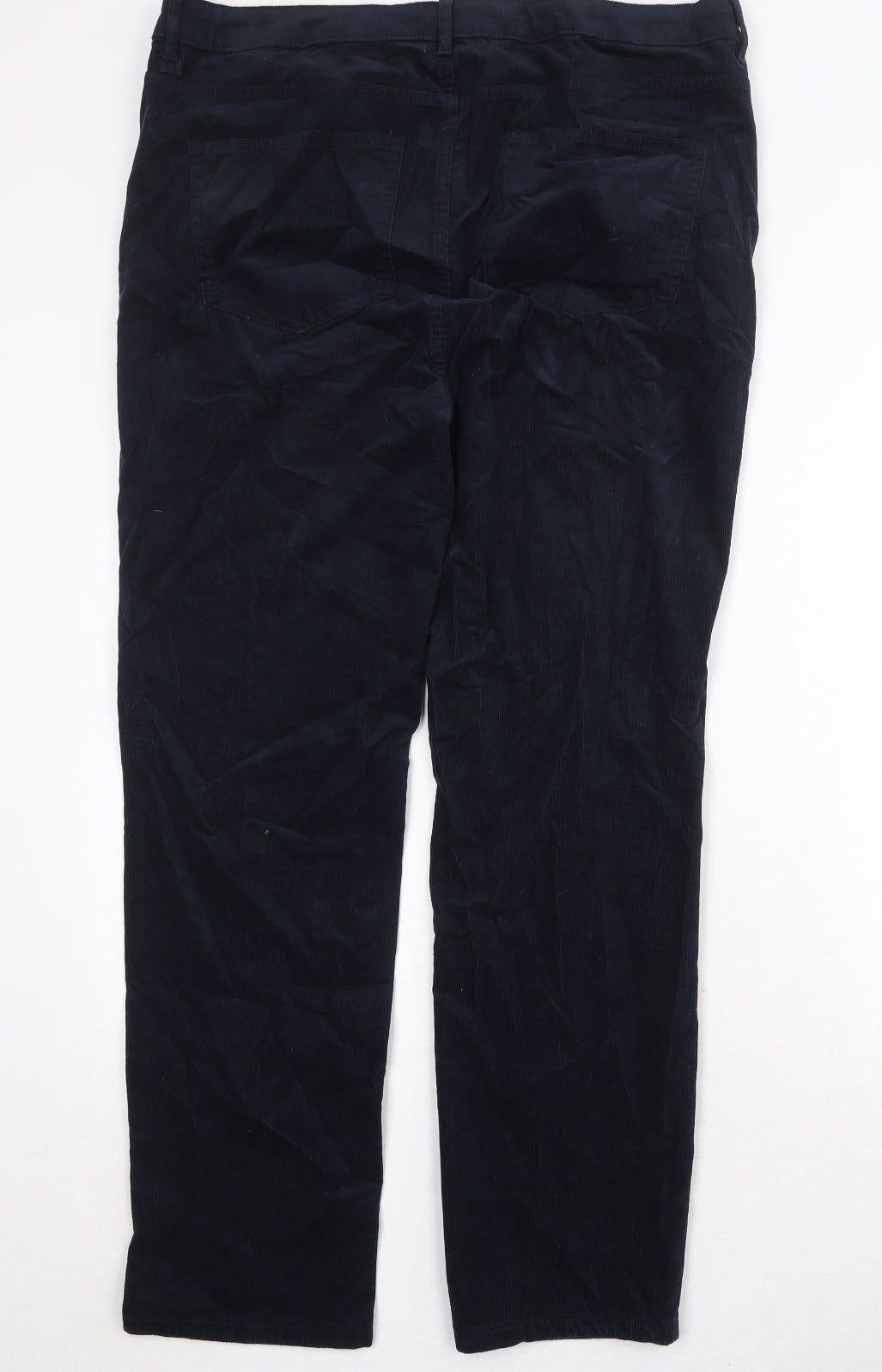 Marks and Spencer Womens Blue Cotton Trousers Size 18 Regular Zip