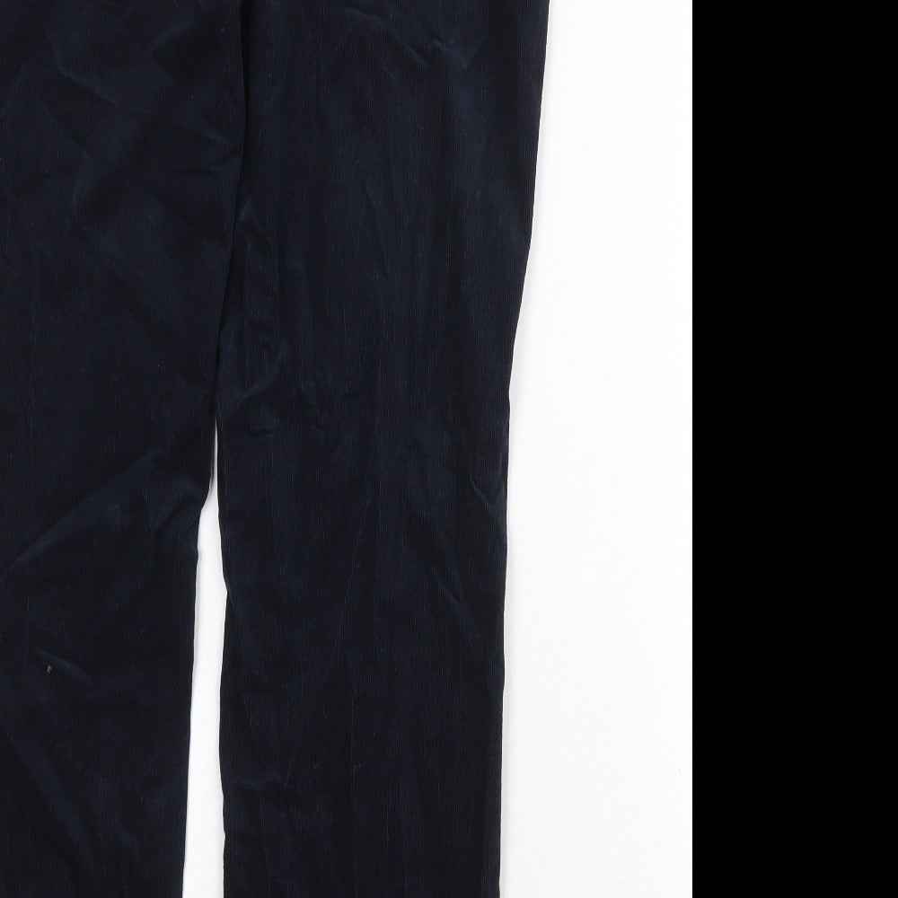 Marks and Spencer Womens Blue Cotton Trousers Size 18 Regular Zip