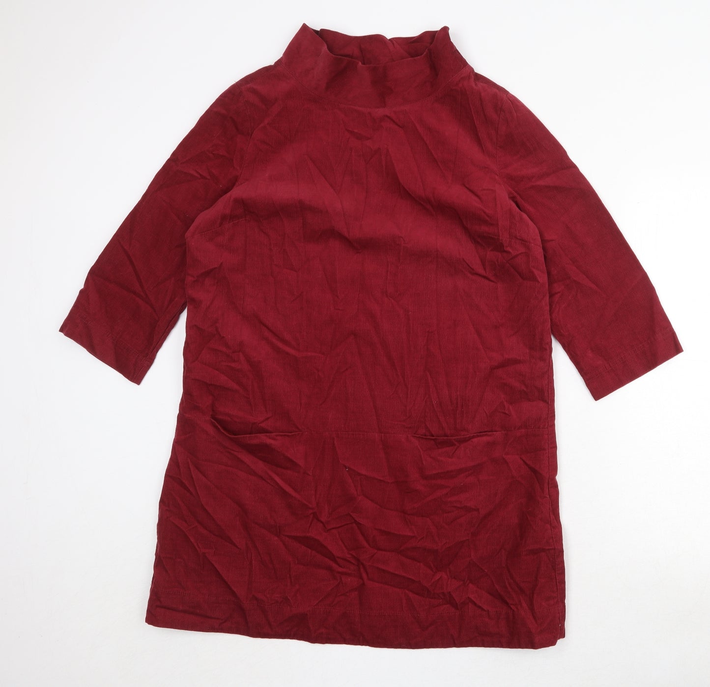 Seasalt Womens Red Cotton Jumper Dress Size 12 High Neck Pullover