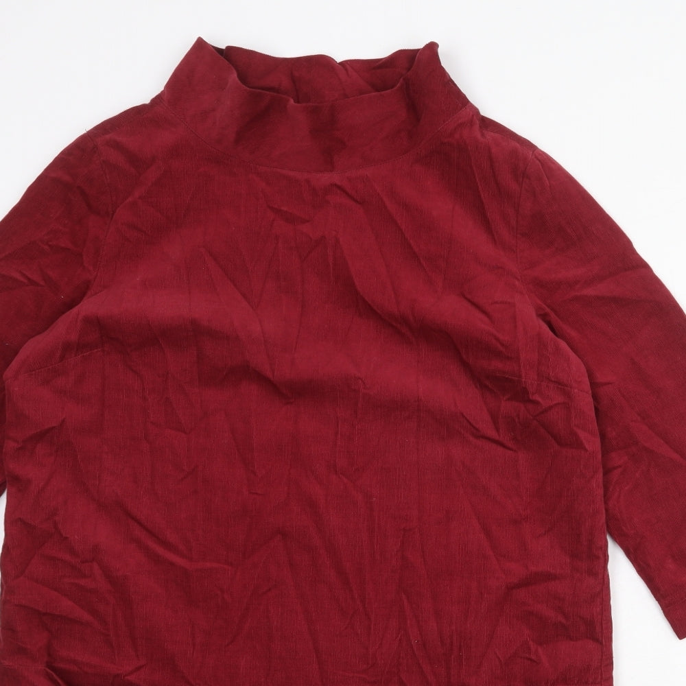 Seasalt Womens Red Cotton Jumper Dress Size 12 High Neck Pullover