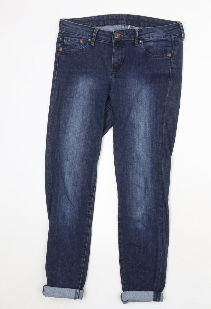 H&M Womens Blue Cotton Straight Jeans Size 31 in Regular Zip
