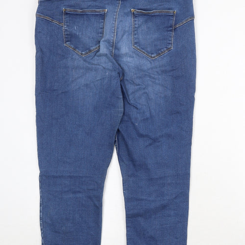 Marks and Spencer Womens Blue Cotton Skinny Jeans Size 16 Regular Zip