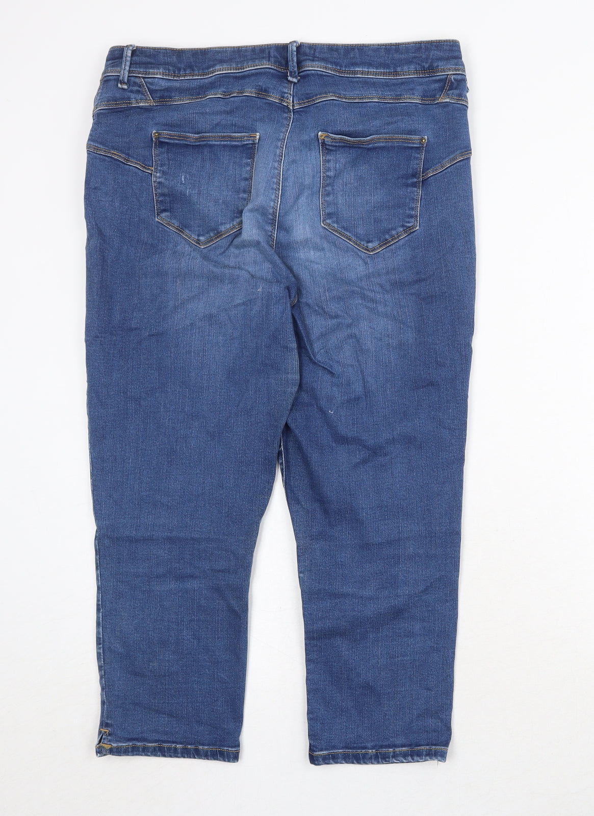 Marks and Spencer Womens Blue Cotton Skinny Jeans Size 16 Regular Zip