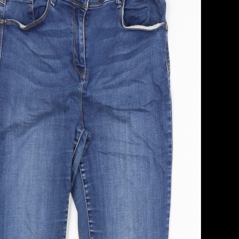 Marks and Spencer Womens Blue Cotton Skinny Jeans Size 16 Regular Zip