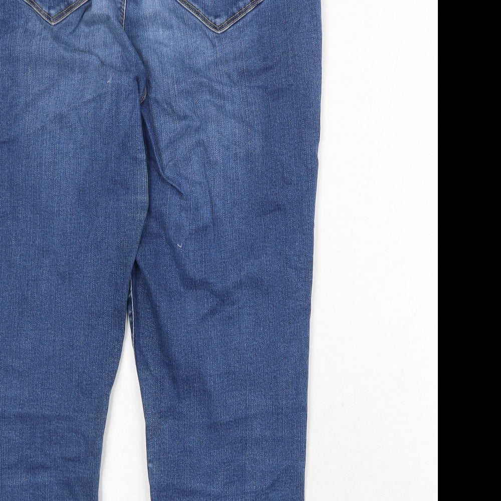 Marks and Spencer Womens Blue Cotton Skinny Jeans Size 16 Regular Zip
