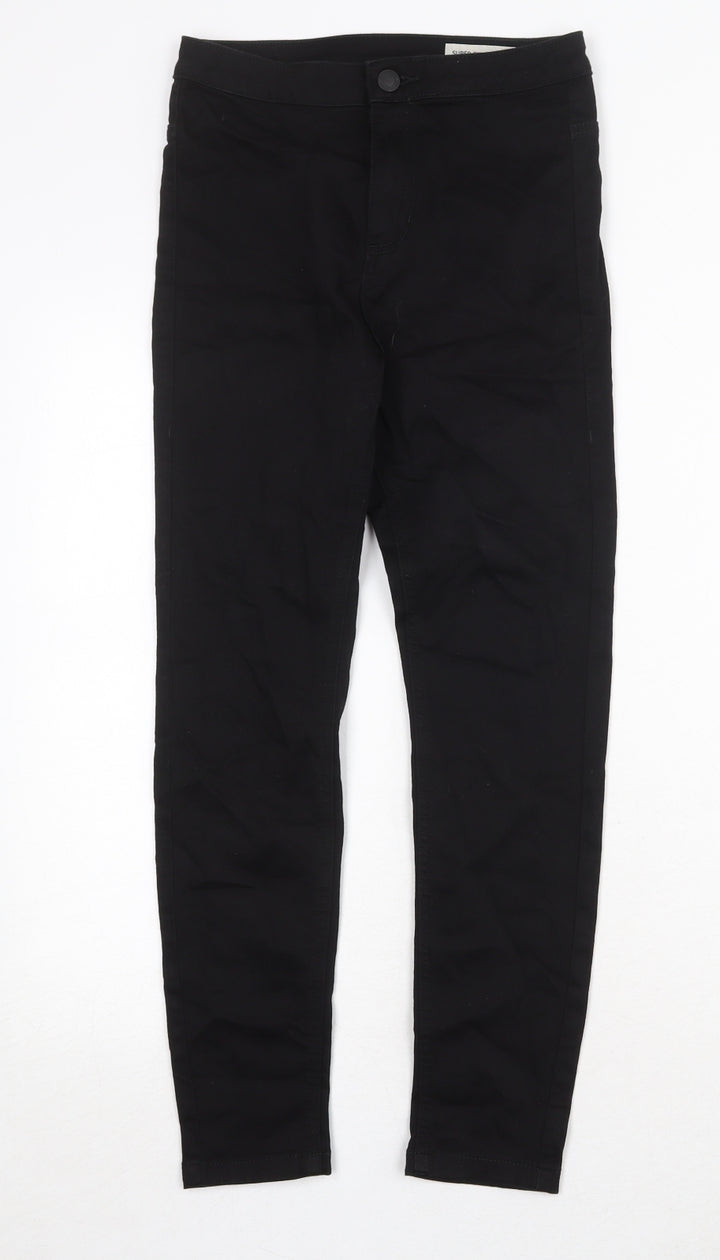 Marks and Spencer Womens Black Cotton Skinny Jeans Size 8 Regular Zip