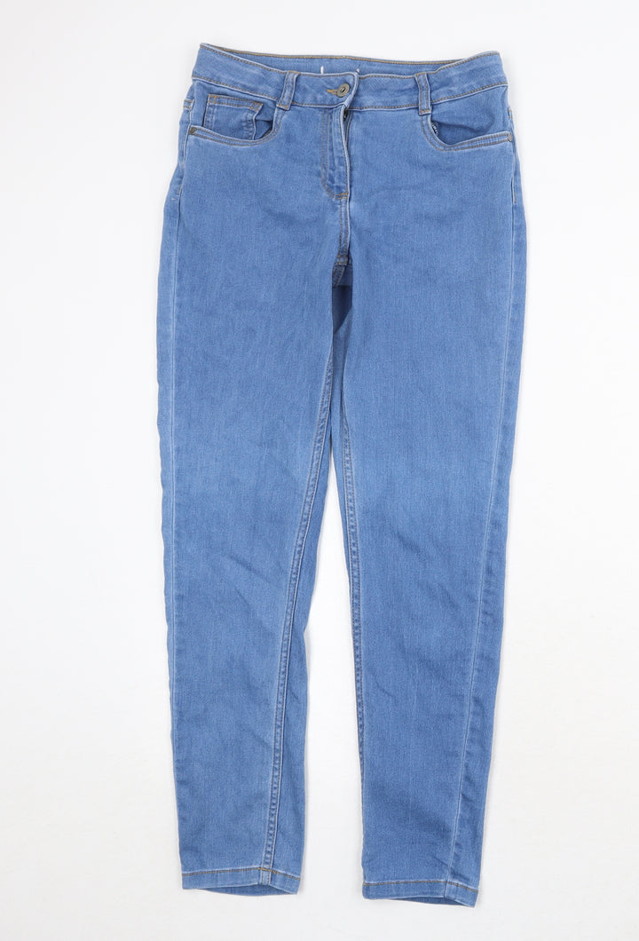 Debenhams Girls Blue Cotton Skinny Jeans Size 10-11 Years Regular Zip