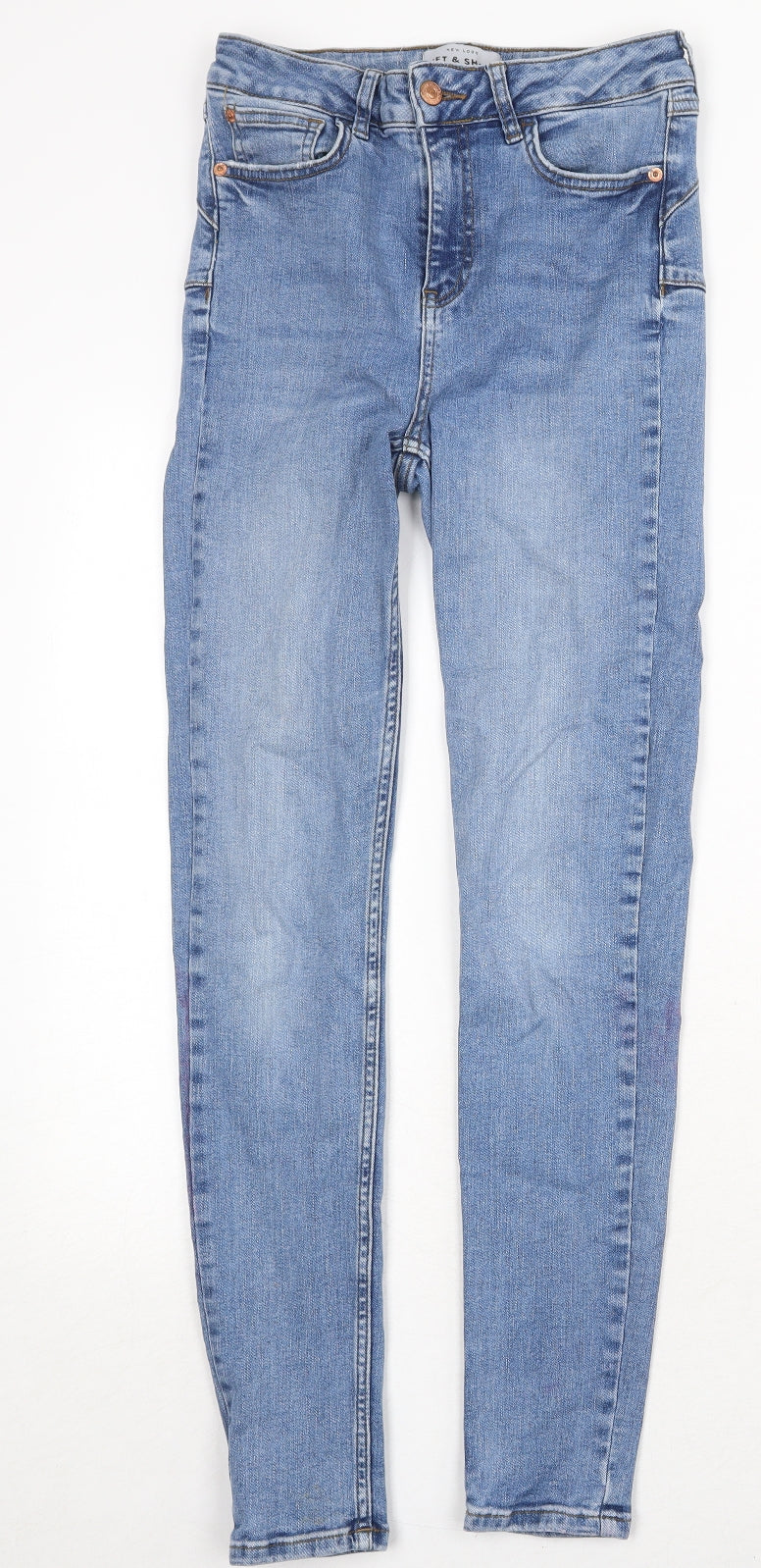 New Look Womens Blue Cotton Skinny Jeans Size 10 Regular Zip