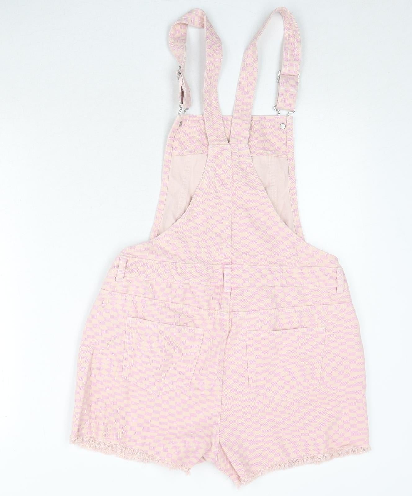 Marks and Spencer Girls Pink Geometric 100% Cotton Dungaree Outfit/Set Size 15-16 Years Button