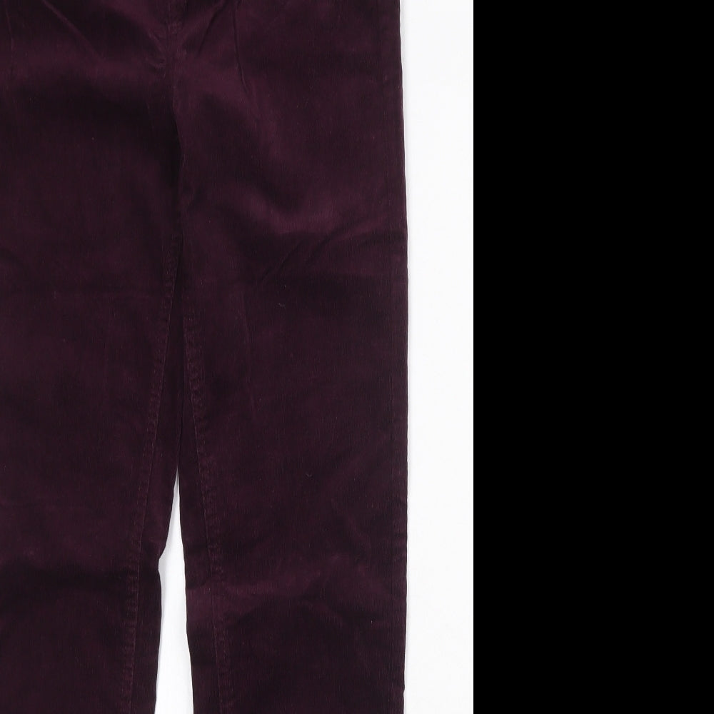 Marks and Spencer Womens Purple Cotton Trousers Size 10 Regular Zip