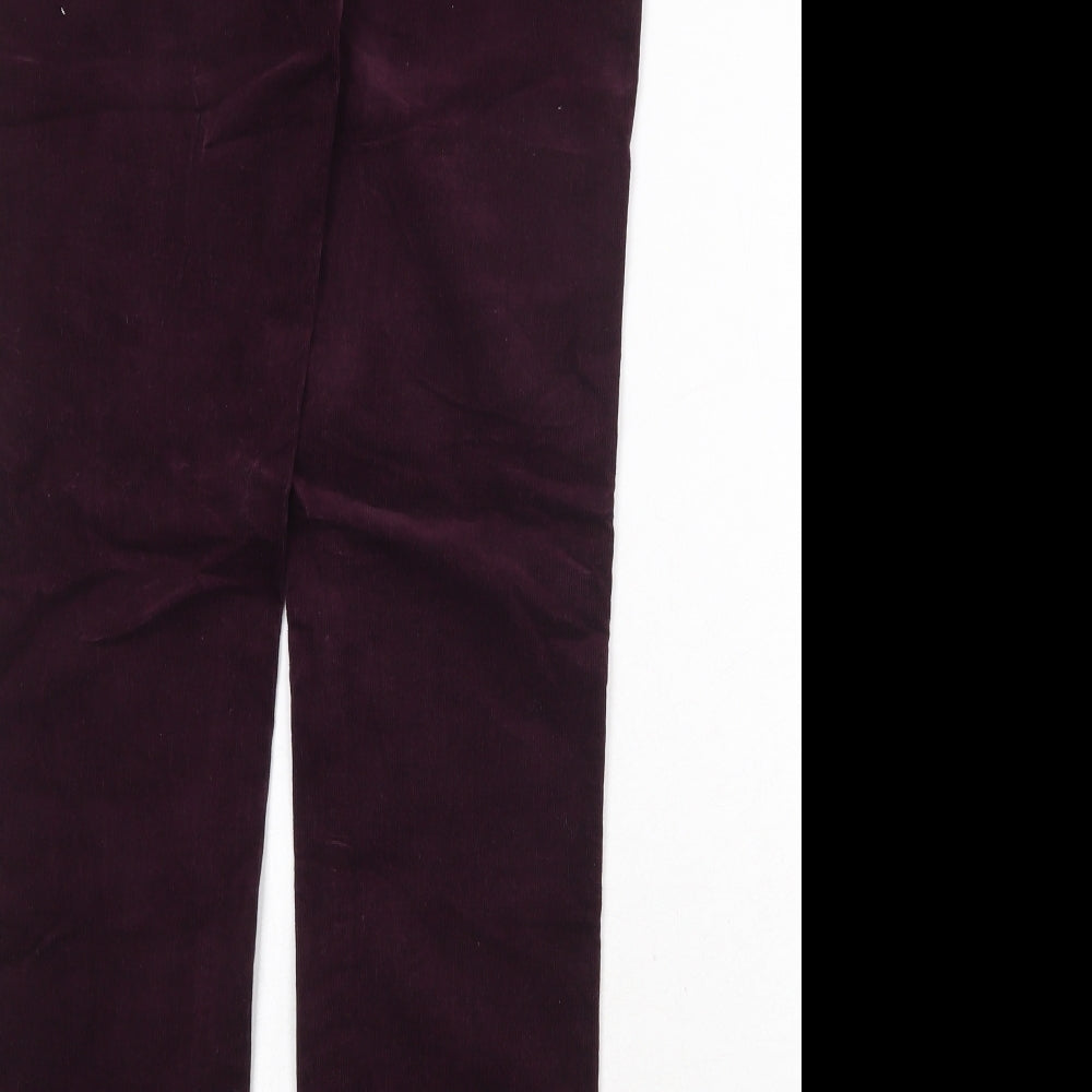 Marks and Spencer Womens Purple Cotton Trousers Size 10 Regular Zip