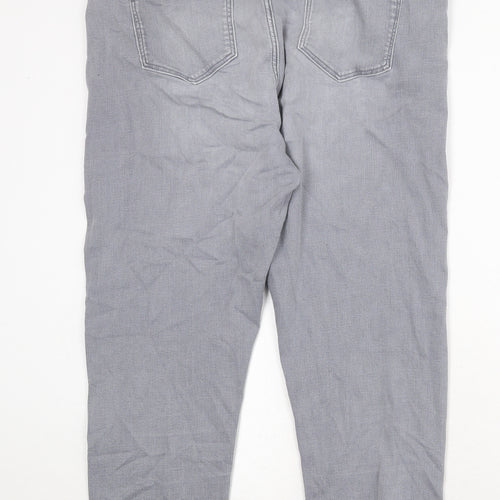 Marks and Spencer Womens Grey Cotton Straight Jeans Size 20 Regular Zip
