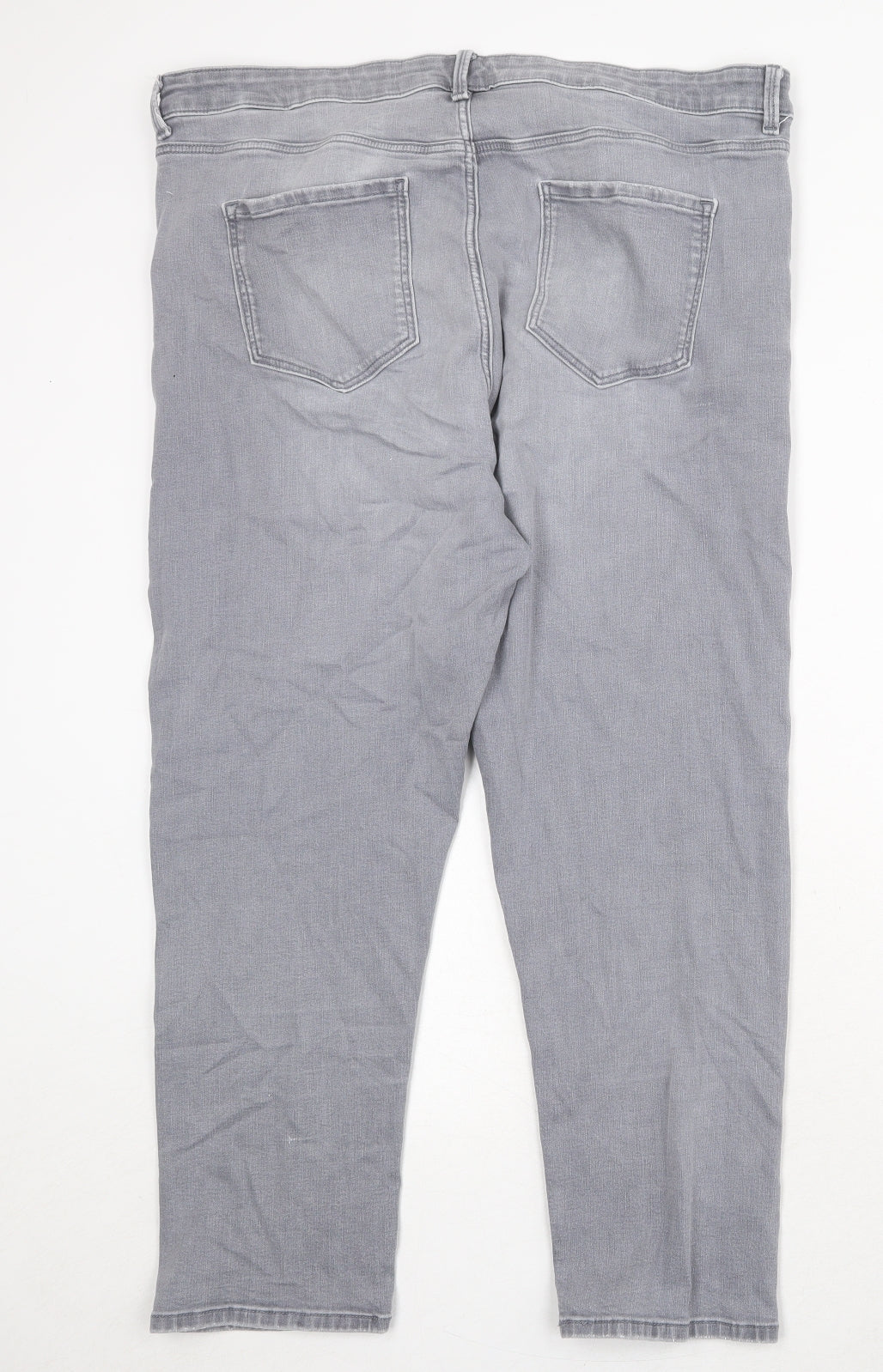 Marks and Spencer Womens Grey Cotton Straight Jeans Size 20 Regular Zip