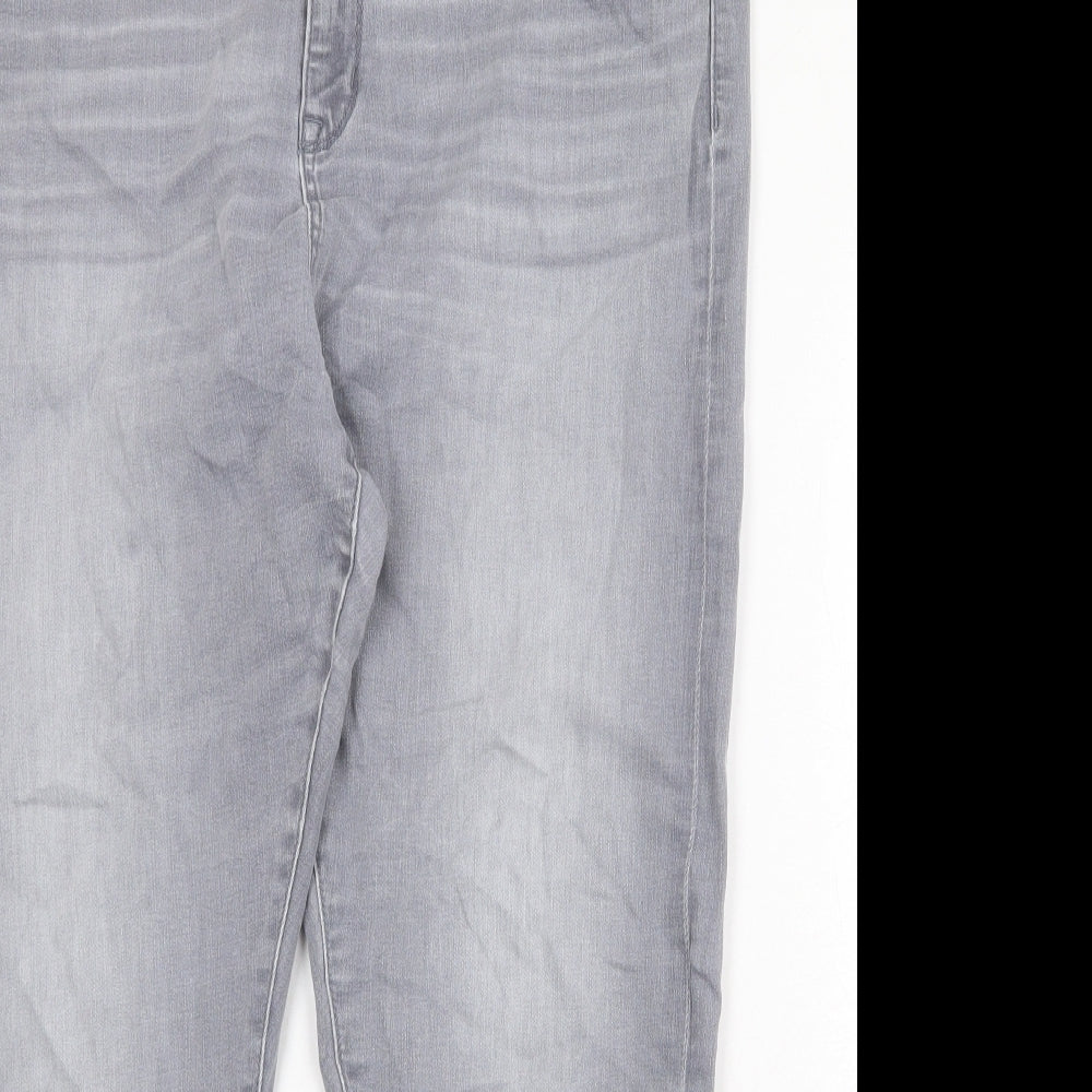 Marks and Spencer Womens Grey Cotton Straight Jeans Size 20 Regular Zip