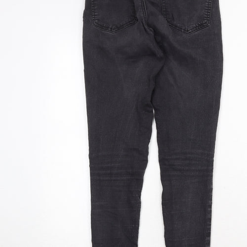 Topshop Womens Black Cotton Skinny Jeans Size 30 in Regular Zip