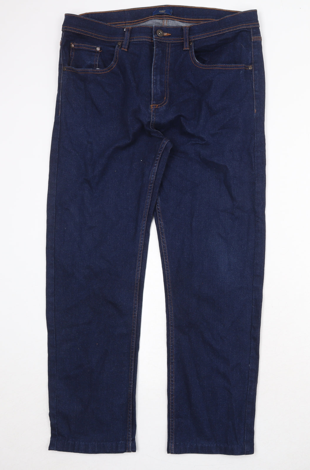 Cotton Traders Mens Blue Cotton Straight Jeans Size 36 in Regular Zip