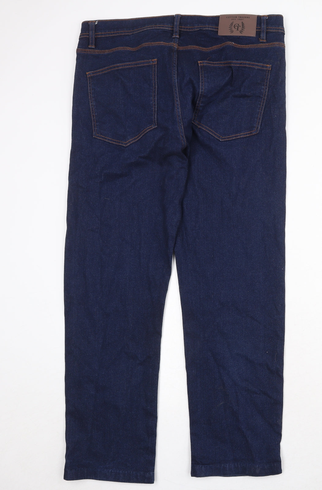 Cotton Traders Mens Blue Cotton Straight Jeans Size 36 in Regular Zip