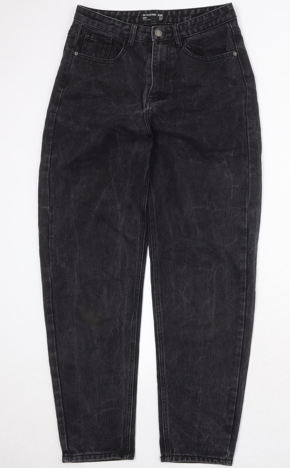 PRETTYLITTLETHING Womens Black Cotton Mom Jeans Size 10 Regular Zip