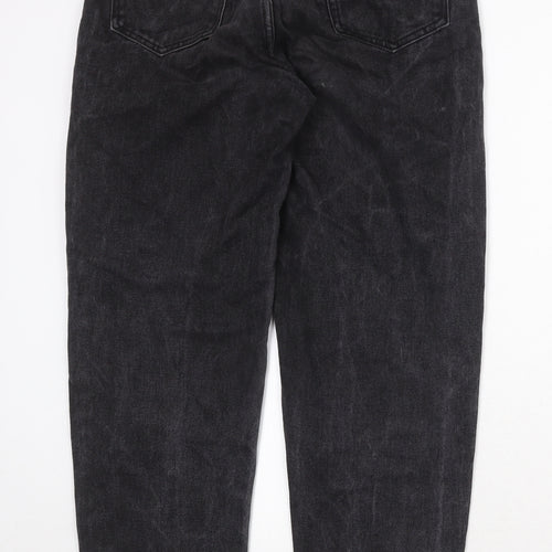 PRETTYLITTLETHING Womens Black Cotton Mom Jeans Size 10 Regular Zip