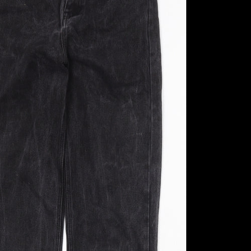 PRETTYLITTLETHING Womens Black Cotton Mom Jeans Size 10 Regular Zip