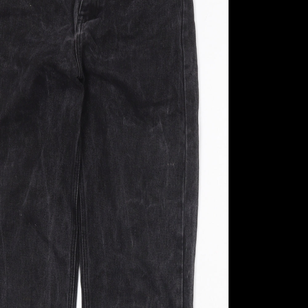PRETTYLITTLETHING Womens Black Cotton Mom Jeans Size 10 Regular Zip