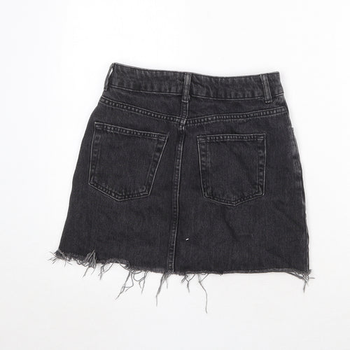 Topshop Womens Black Cotton Mini Skirt Size 6 Zip