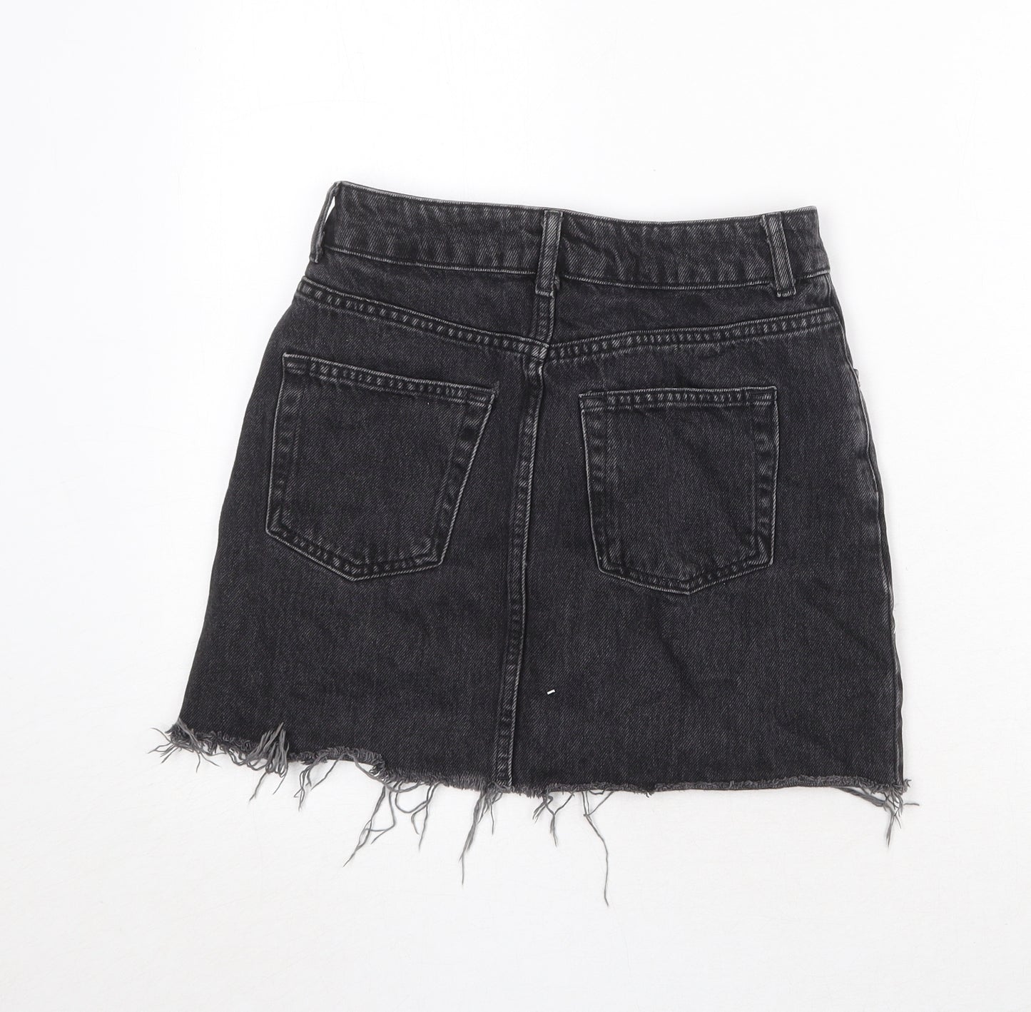 Topshop Womens Black Cotton Mini Skirt Size 6 Zip