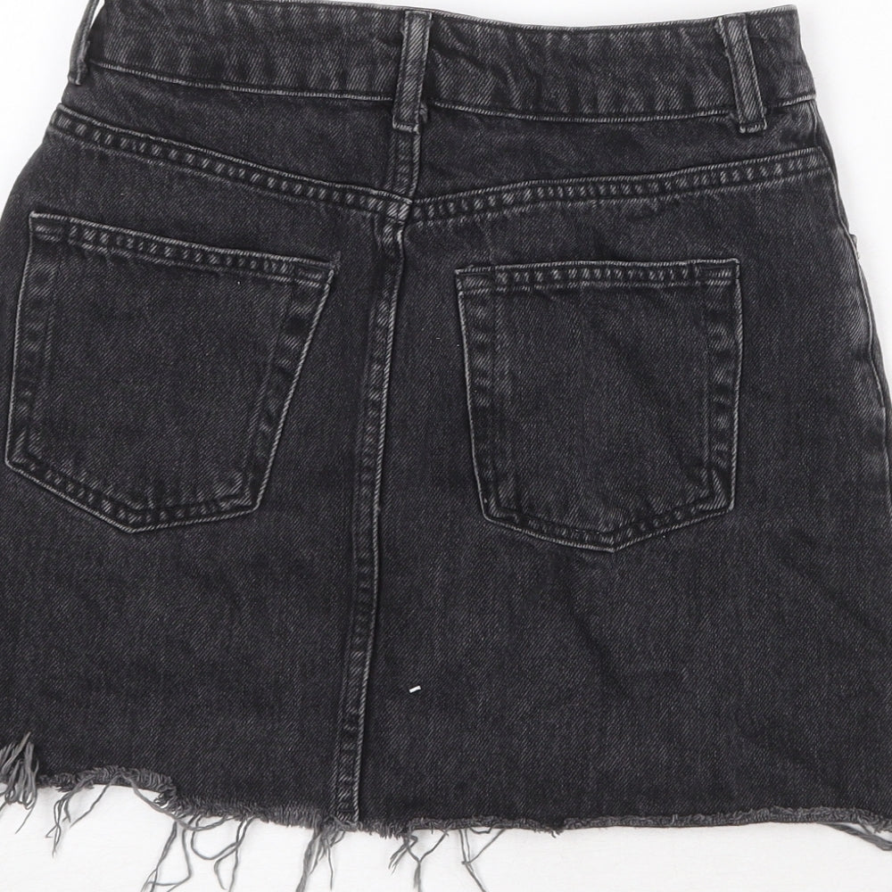 Topshop Womens Black Cotton Mini Skirt Size 6 Zip
