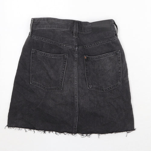 H&M Womens Black Cotton A-Line Skirt Size 6 Zip
