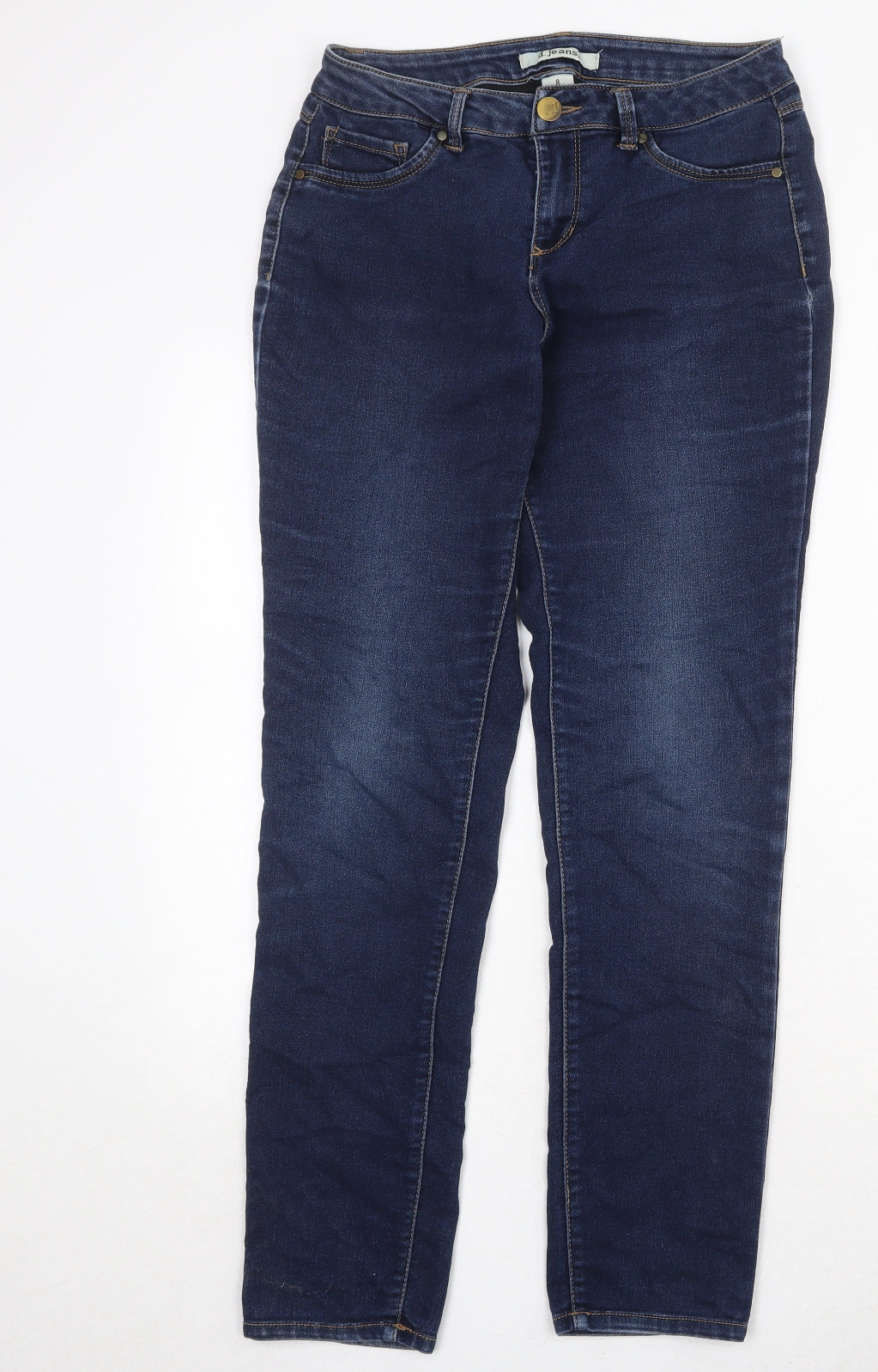 D. Jeans Womens Blue Cotton Straight Jeans Size 8 Regular Zip