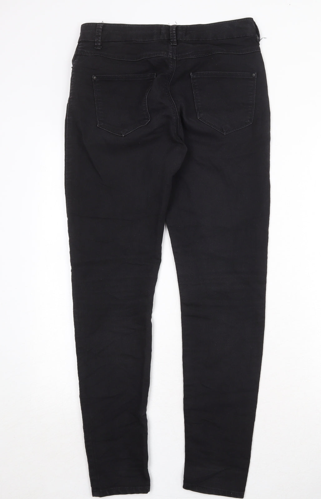 Marks and Spencer Womens Black Cotton Skinny Jeans Size 10 Regular Zip