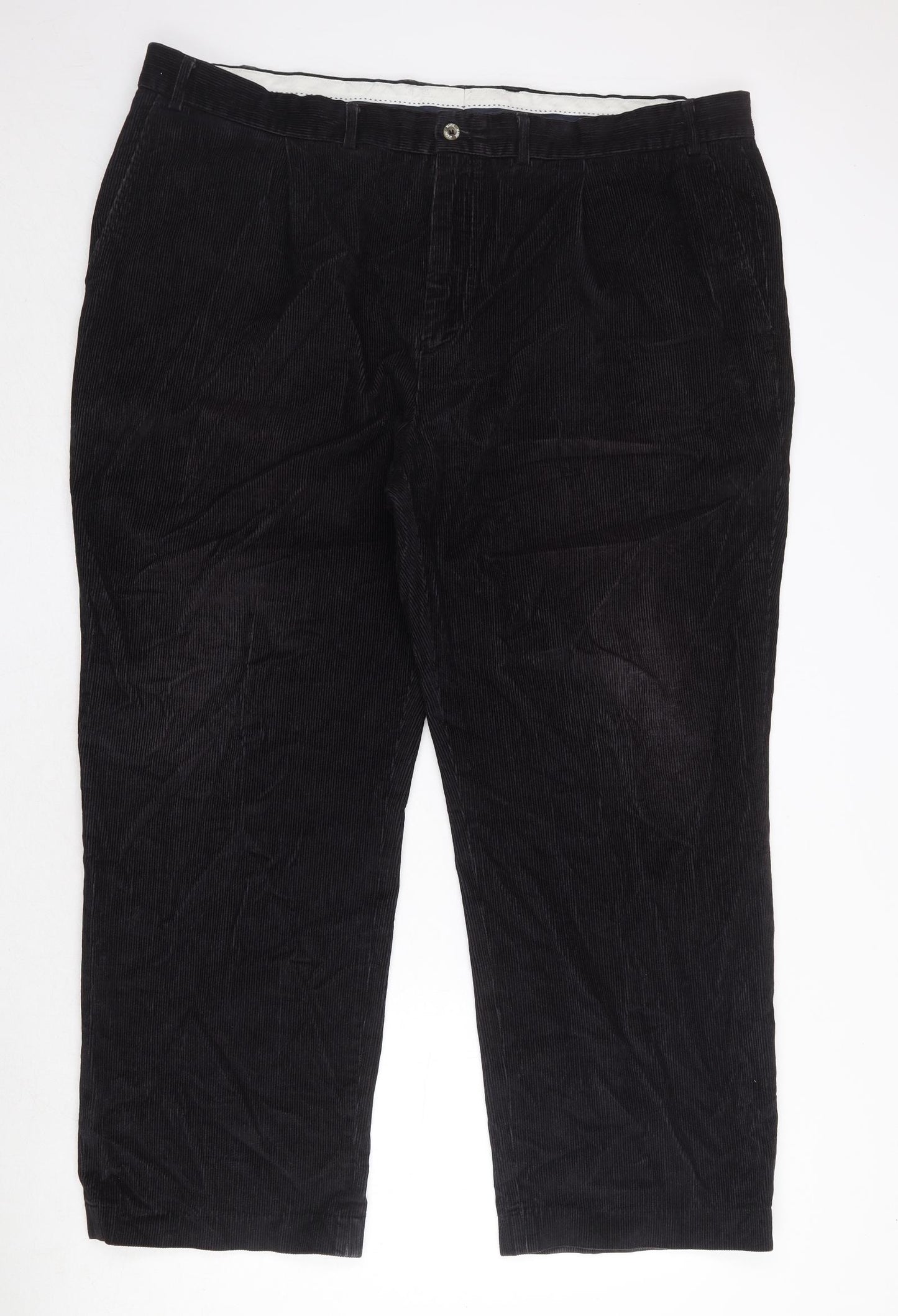 Maine Mens Black Polyester Trousers Size 46 in Regular Zip