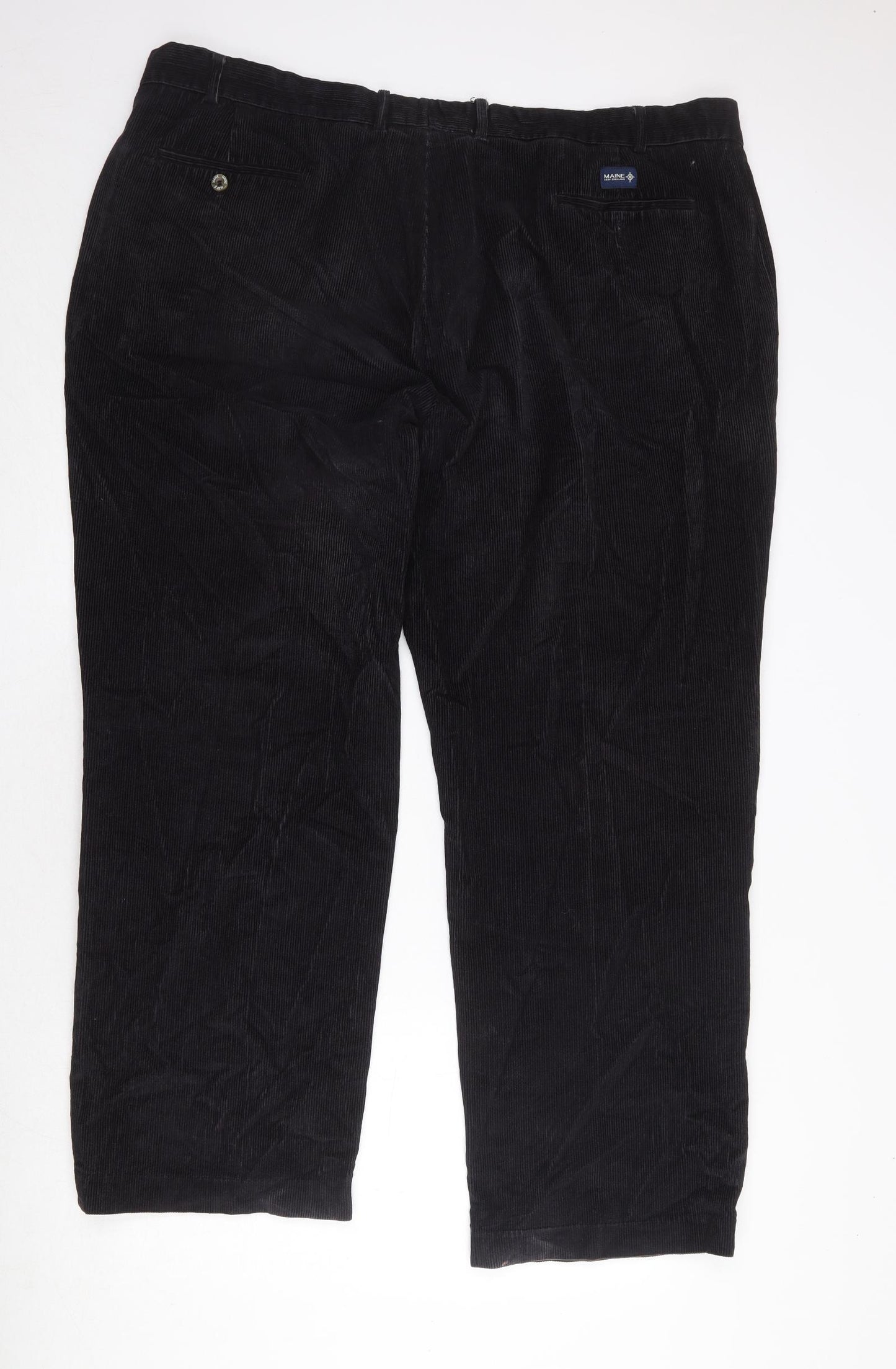 Maine Mens Black Polyester Trousers Size 46 in Regular Zip