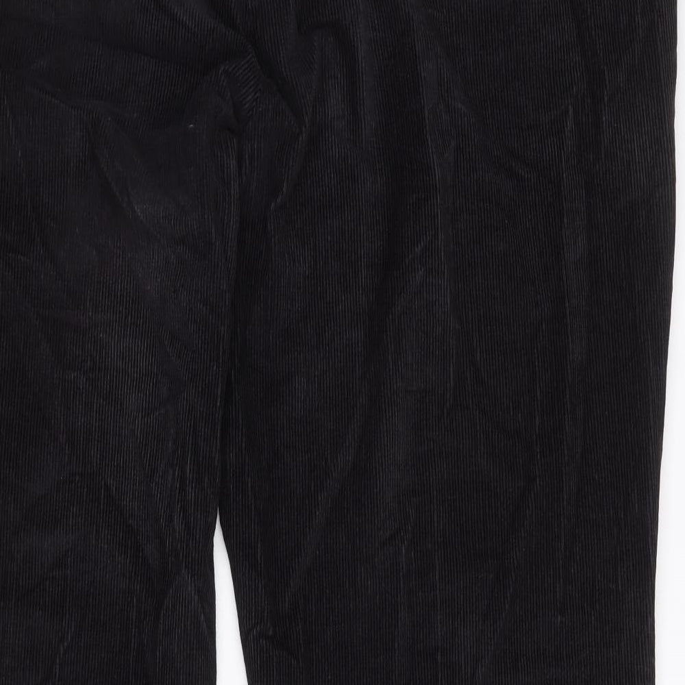 Maine Mens Black Polyester Trousers Size 46 in Regular Zip