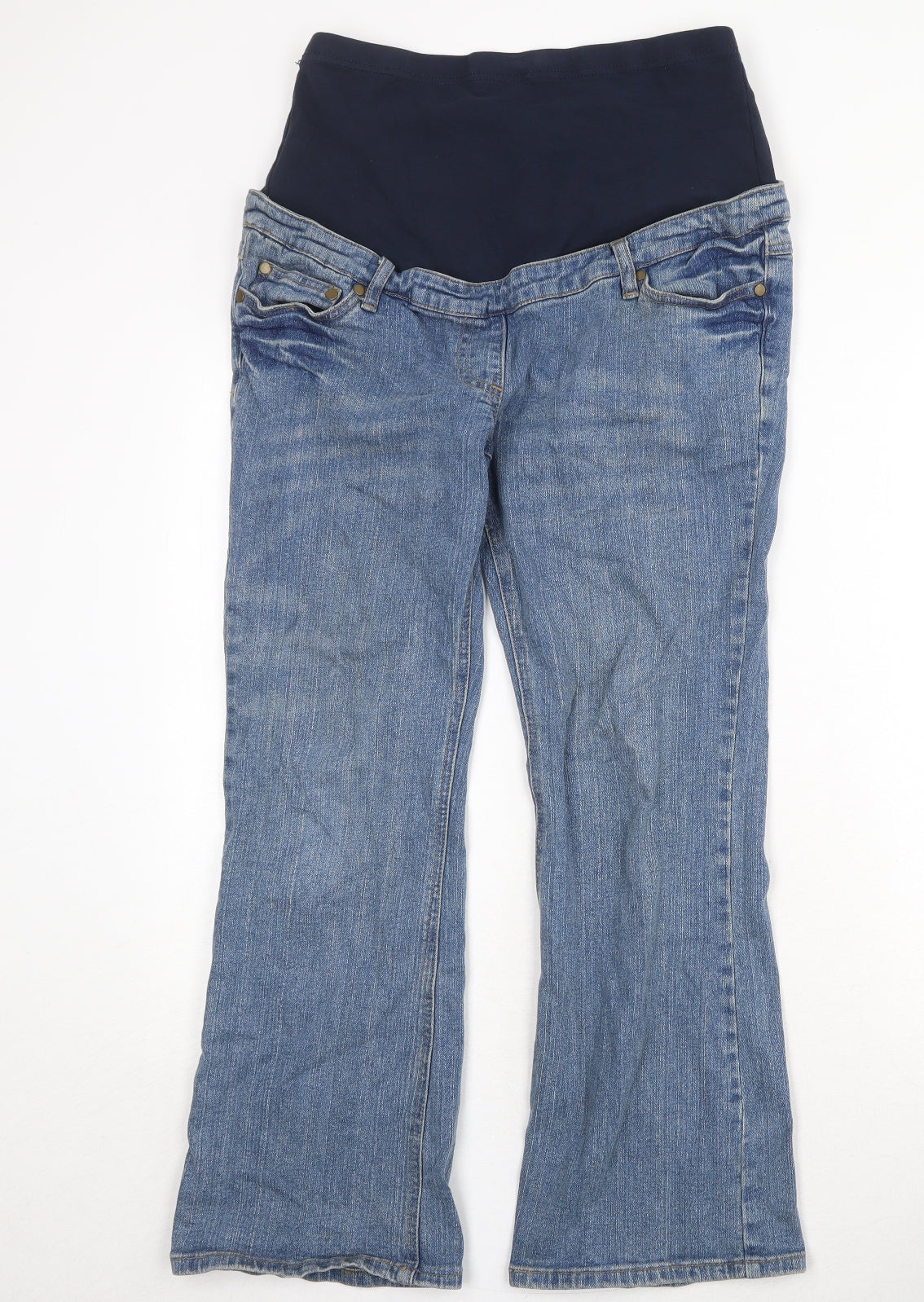 M2B Womens Blue Cotton Bootcut Jeans Size 33 in Regular Zip