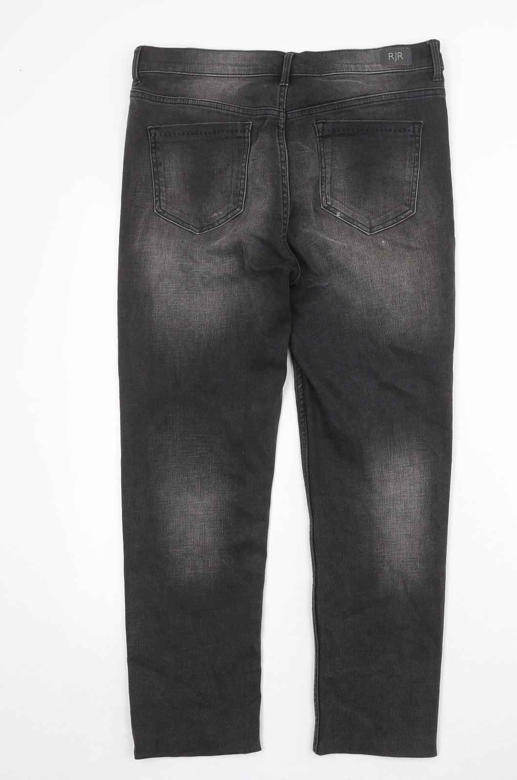 RJR.John Rocha Womens Black Cotton Straight Jeans Size 14 Regular Zip