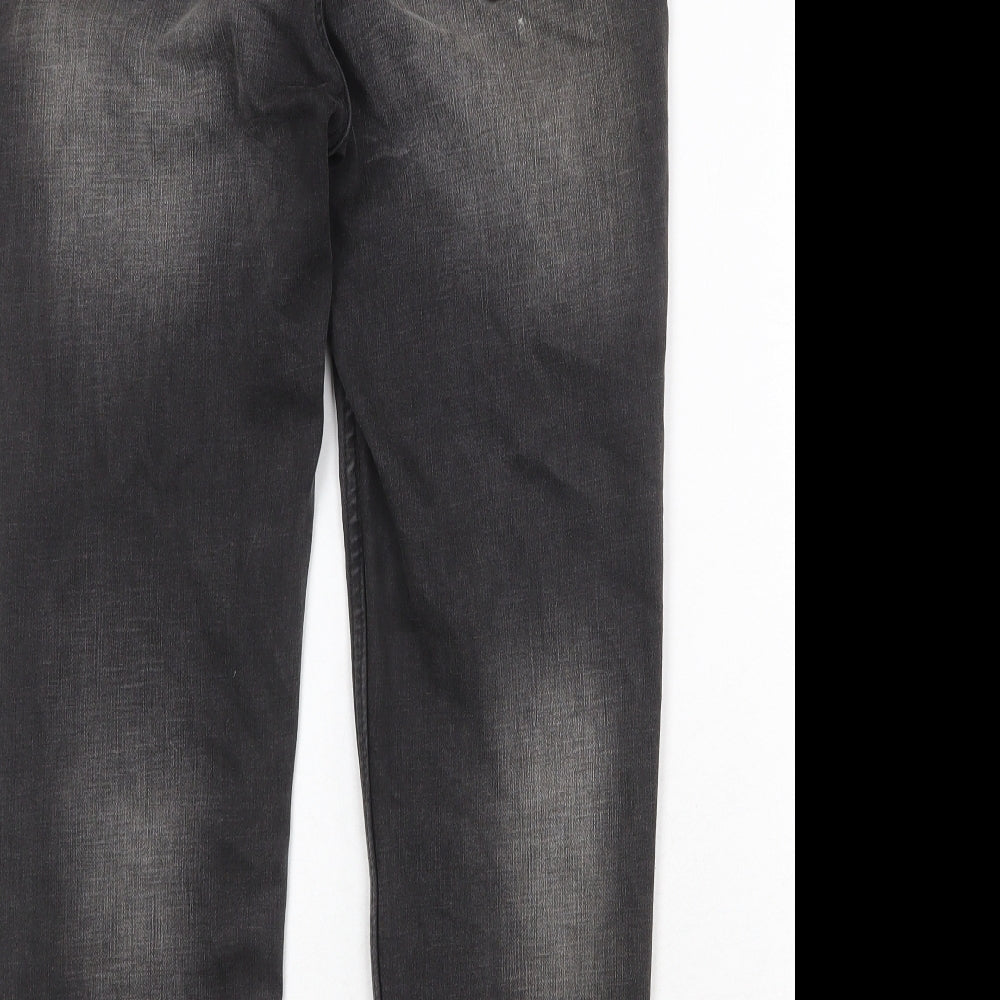 RJR.John Rocha Womens Black Cotton Straight Jeans Size 14 Regular Zip