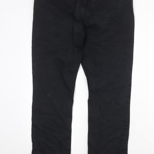 NEXT Womens Black Cotton Straight Jeans Size 14 Regular Zip