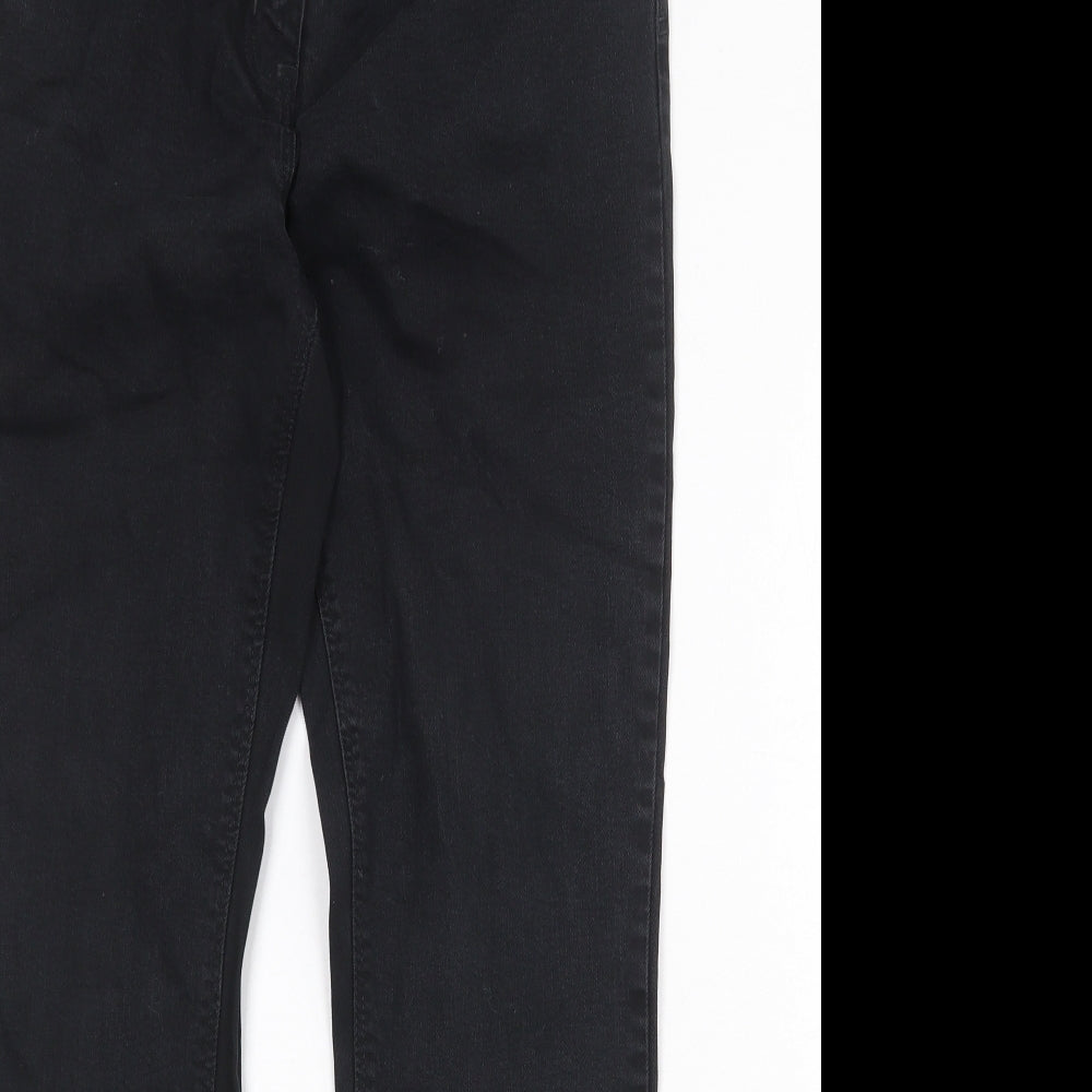 NEXT Womens Black Cotton Straight Jeans Size 14 Regular Zip
