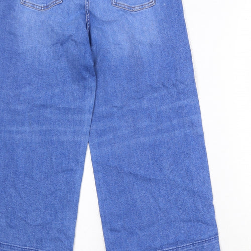 NEXT Womens Blue Cotton Wide-Leg Jeans Size 12 Regular Zip