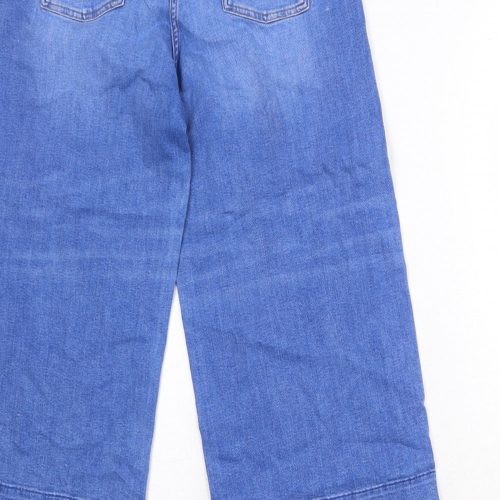 NEXT Womens Blue Cotton Wide-Leg Jeans Size 12 Regular Zip