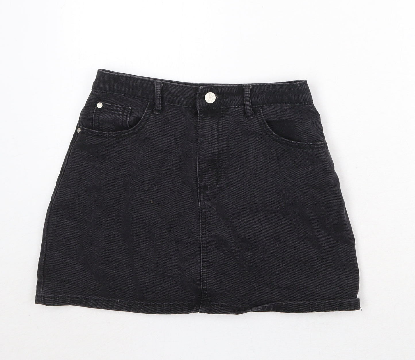 Missguided Womens Black Cotton Mini Skirt Size 8 Zip