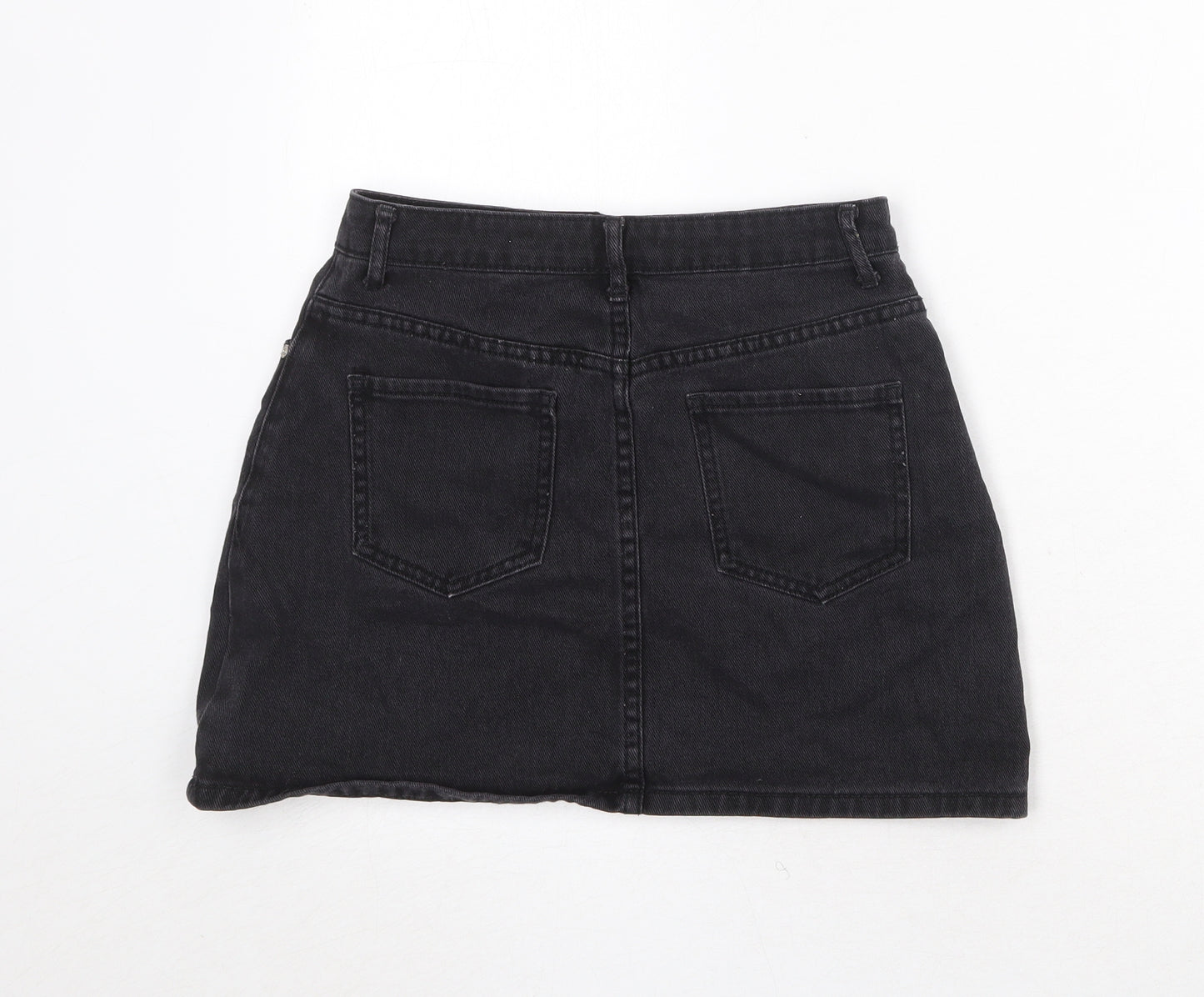 Missguided Womens Black Cotton Mini Skirt Size 8 Zip