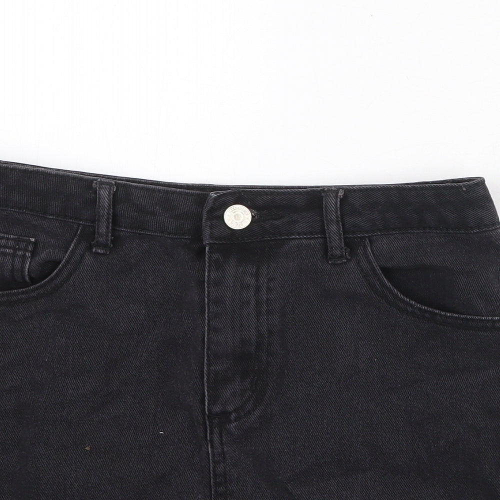 Missguided Womens Black Cotton Mini Skirt Size 8 Zip