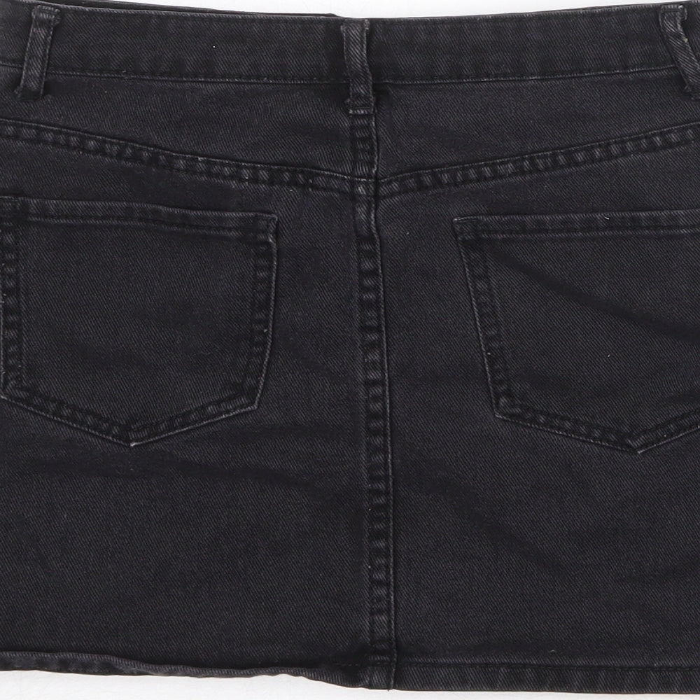 Missguided Womens Black Cotton Mini Skirt Size 8 Zip