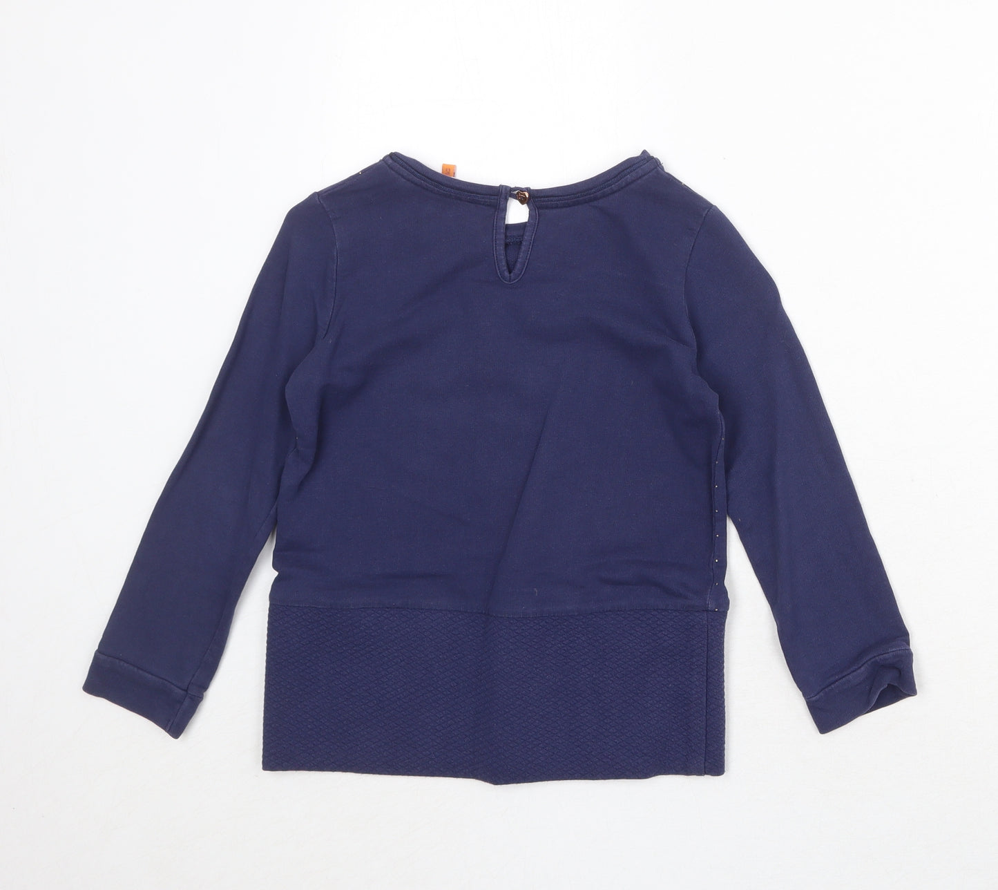 Ted Baker Girls Blue Polka Dot 100% Cotton Pullover Sweatshirt Size 6-7 Years Button