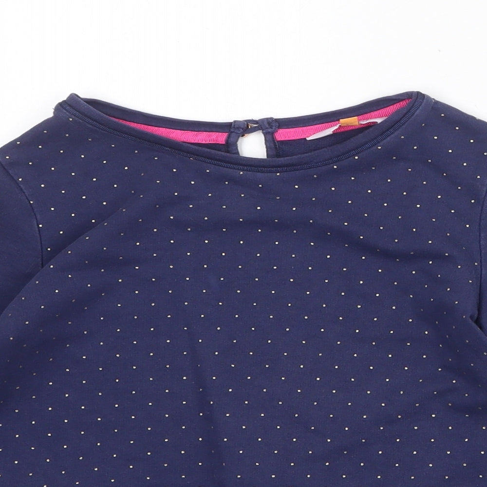 Ted Baker Girls Blue Polka Dot 100% Cotton Pullover Sweatshirt Size 6-7 Years Button